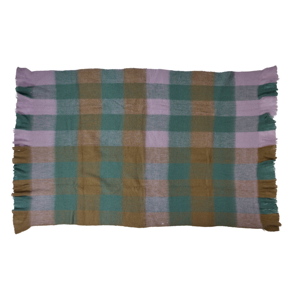 Ternet plaid, lilla/brun/blå - 130x170 cm